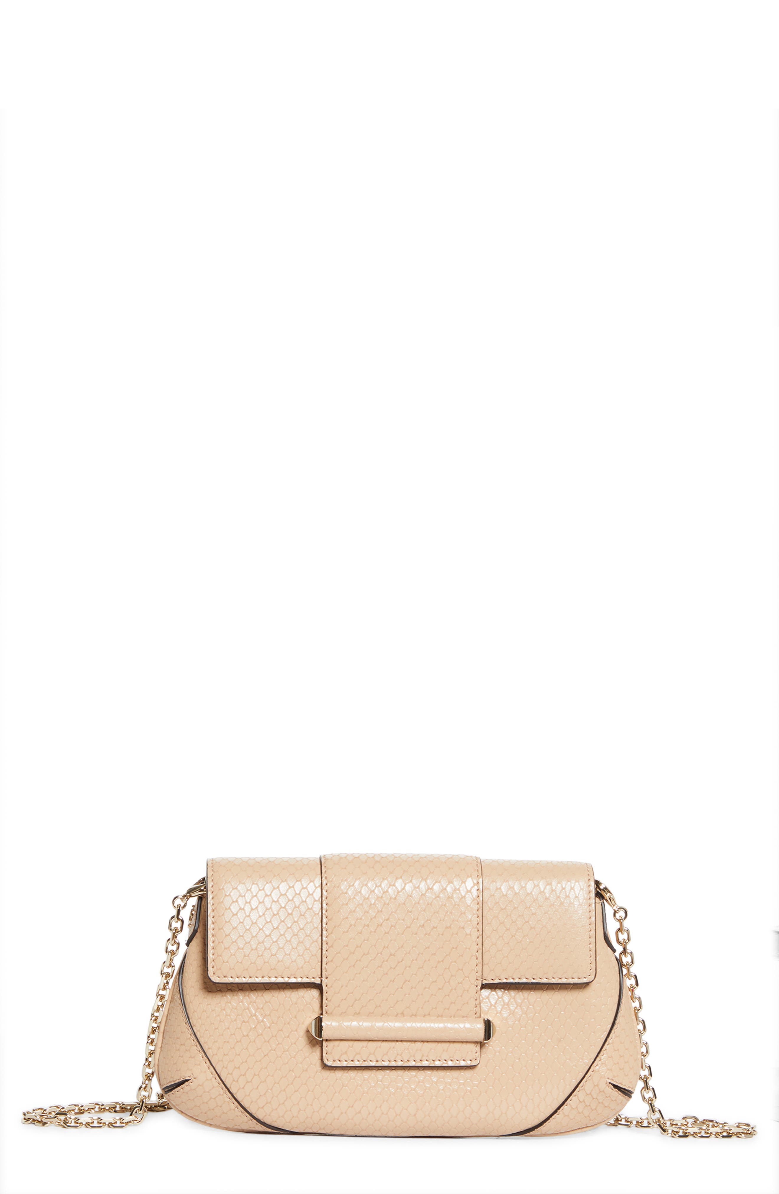 Bar Snake Embossed Leather Wallet on a Chain, Main, color, CHAI/ SHINY GOLD