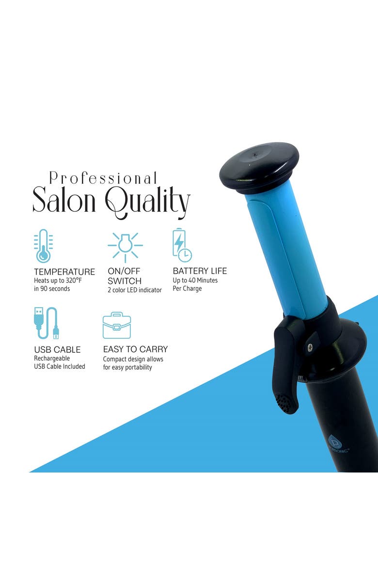 USB Rechargeable Mini Curling Iron, Alternate, color, Blue
