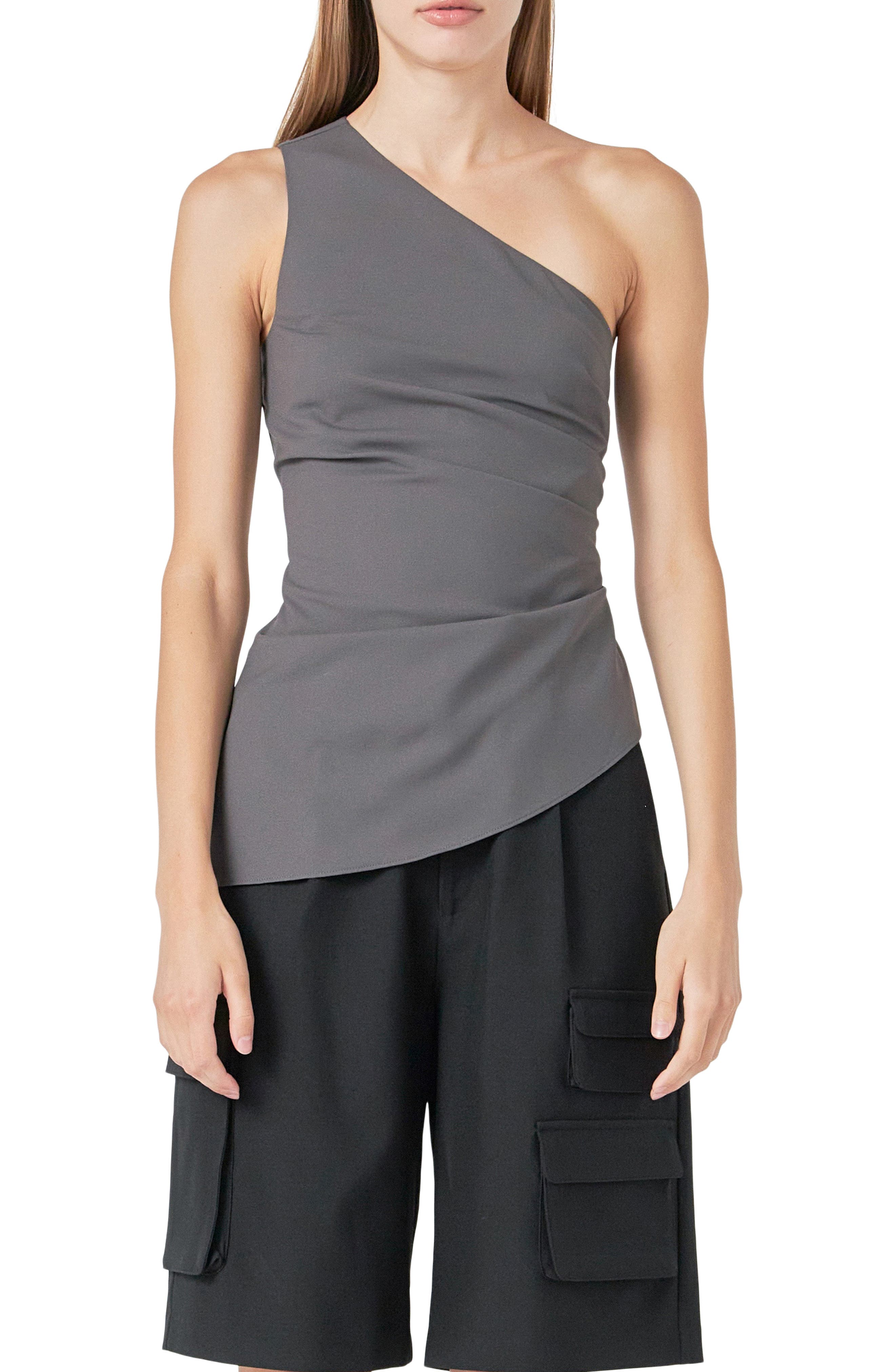 One-Shoulder Pleated Top