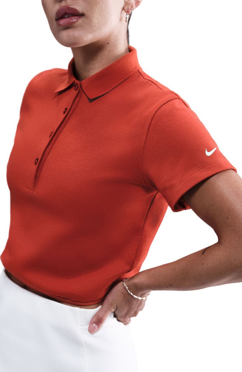 Nike Crop Cotton Blend Golf Polo, Alternate, color, Dragon Red/ Sail