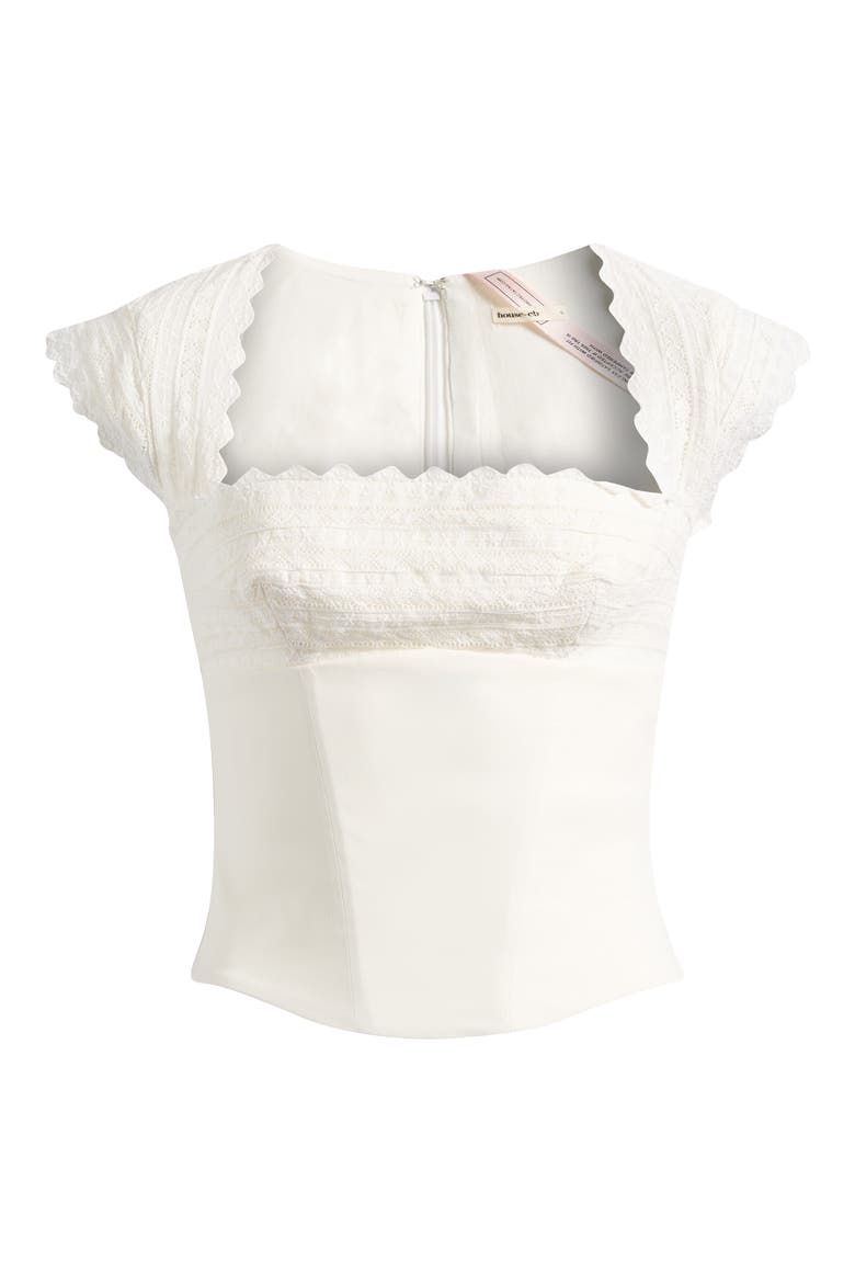 Fiorella Broderie Cap Sleeve Crop Top, Main, color, WHITE