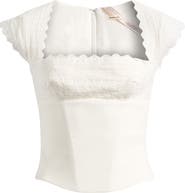 HOUSE OF CB Fiorella Broderie Cap Sleeve Crop Top