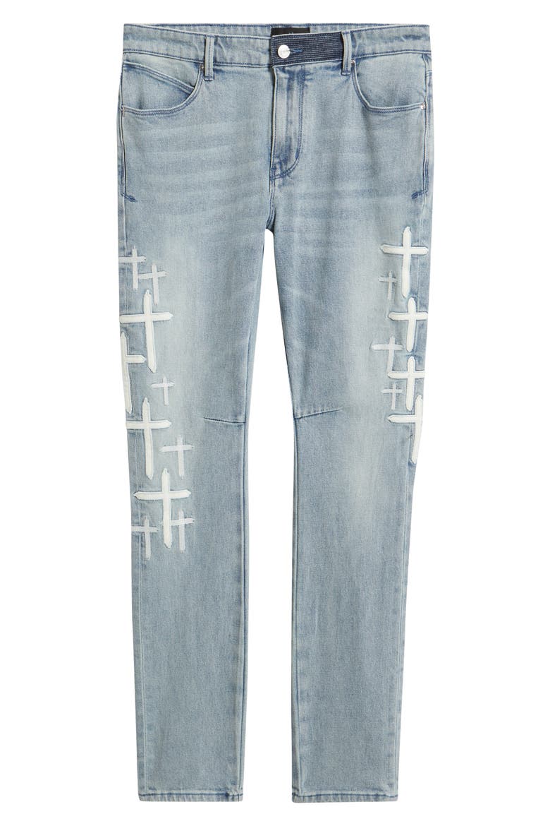 Bryant Stretch Denim Skinny Jeans, Alternate, color, COASTAL DRIFT CROSS PATCH