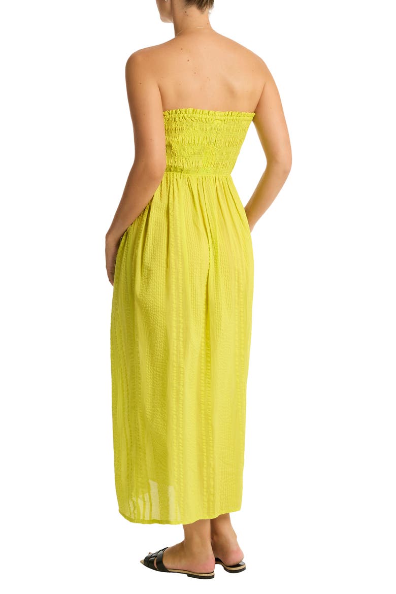 Heatwave Strapless Cotton Cover-Up Dress, Alternate, color, CITRON