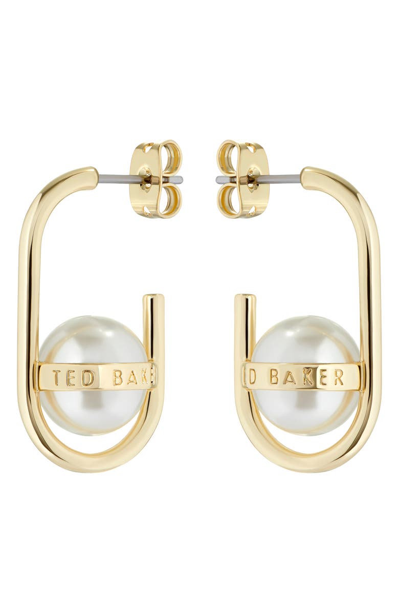 Ted Baker London Perrita Imitation Pearl Hoop Earrings, Alternate, color,