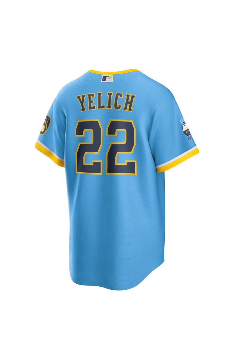 Nike Men's Nike Christian Yelich Powder Blue Milwaukee Brewers City Connect Replica Player Jersey, Alternate, color, Powder Blue