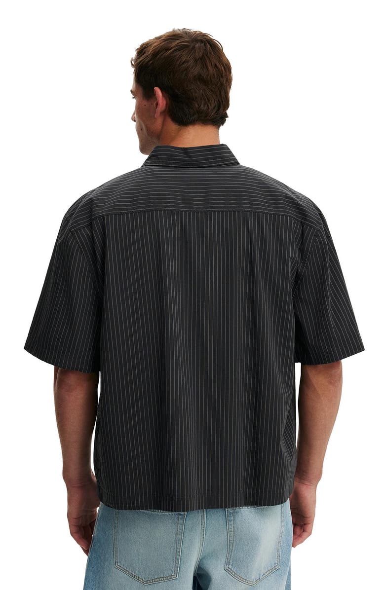 Cotton On Men's Ventura Short Sleeve Shirt, Alternate, color, Black Stripe Emb