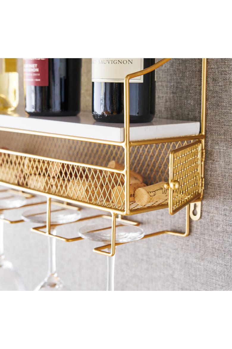 Wall Mounted Wine Rack & Cork Storage in Gold, Alternate, color, Gold