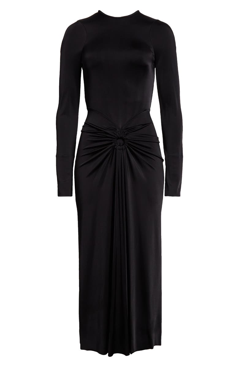 Victoria Beckham Long Sleeve Gathered Jersey Midi Dress, Alternate, color, Black