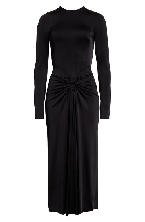 Victoria Beckham Womens Ruched Long-sleeves Stretch-woven Midi Dress Black