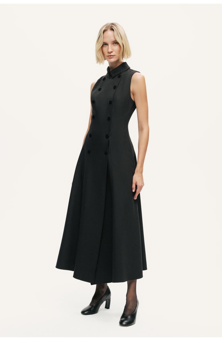 Nocturne Sleeveless Double-Breasted Midi Dress, Alternate, color, Black