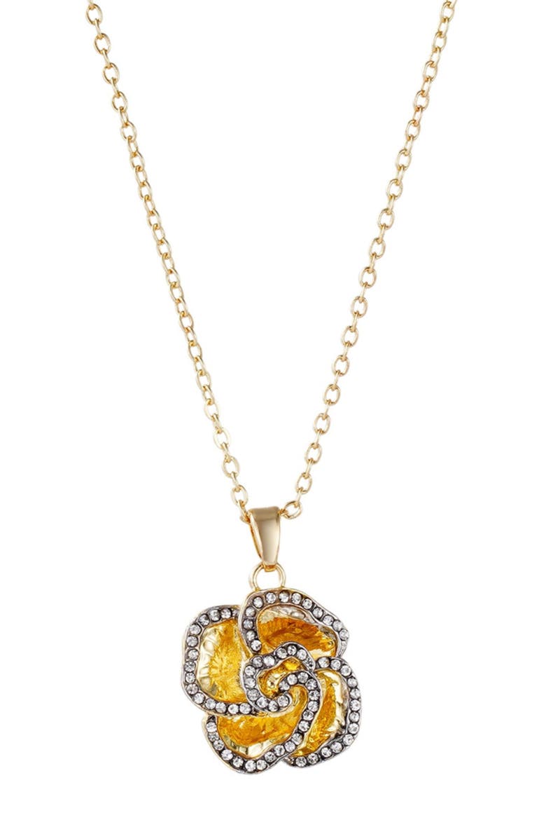 Cubic Zirconia Flower Pendant Necklace, Main, color, GOLD