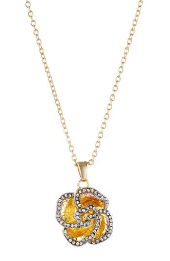 Adornia Plated Crystal Encrusted Flower Pendant Necklace In Gold