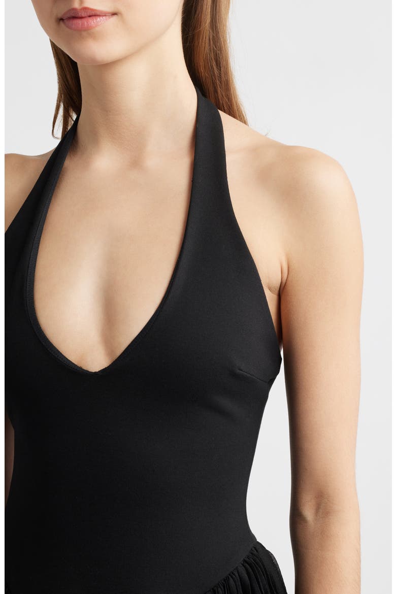 Rowena Halter Dress, Alternate, color, BLACK