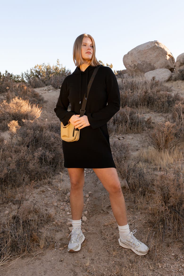 The Sweater Hoodie Mini Dress, Alternate, color, INK
