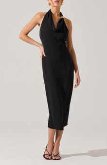 ASTR the Label Alanna Metal Buckle Detail Halter Neck Dress