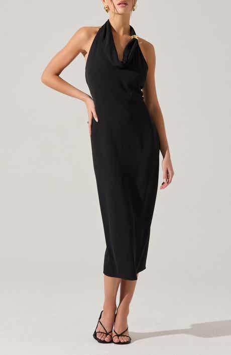 ASTR the Label Alanna Metal Buckle Detail Halter Neck Dress