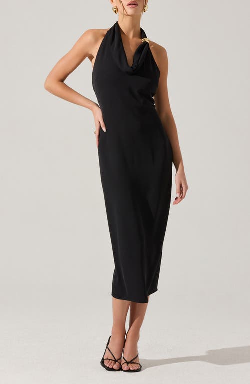 Astr The Label Alanna Metal Buckle Detail Halter Neck Dress In Black