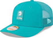 New Era Men's New Era Aqua Miami Dolphins 2025 Sideline Throwback 9SEVENTY Trucker Adjustable Hat