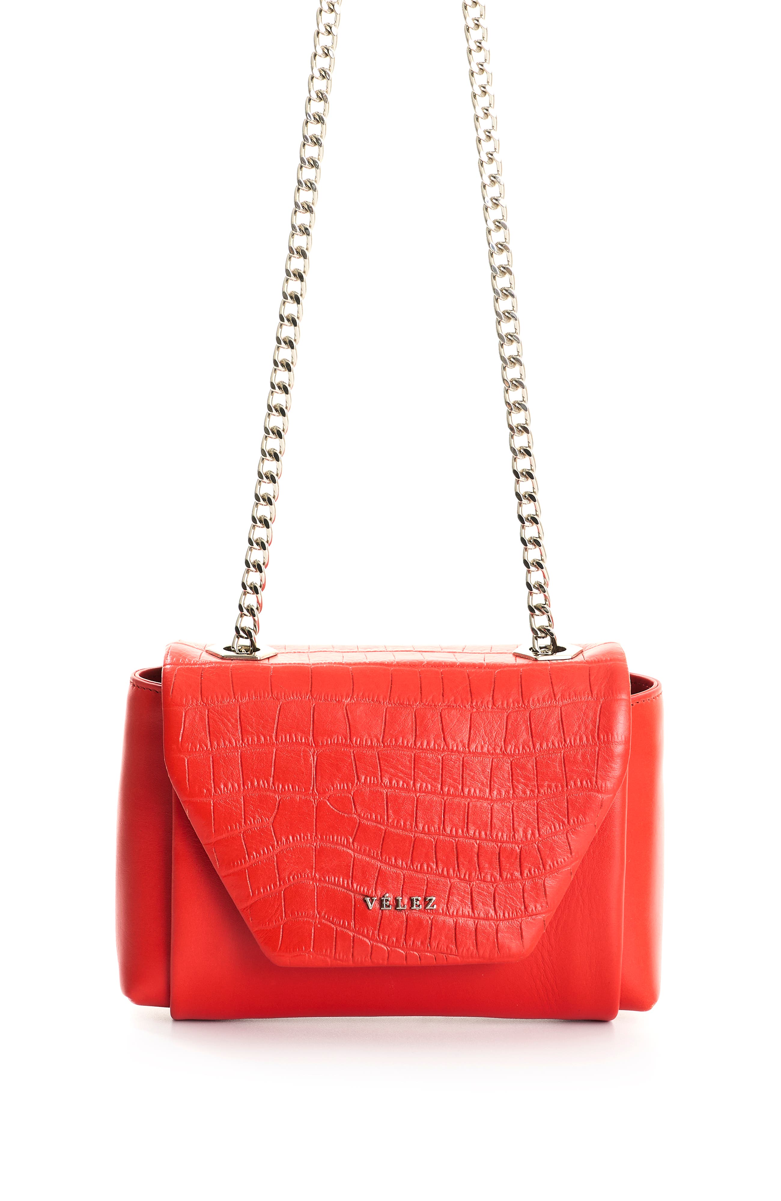Velez Leather Crossbody Bag With Clasp Closure System In Red