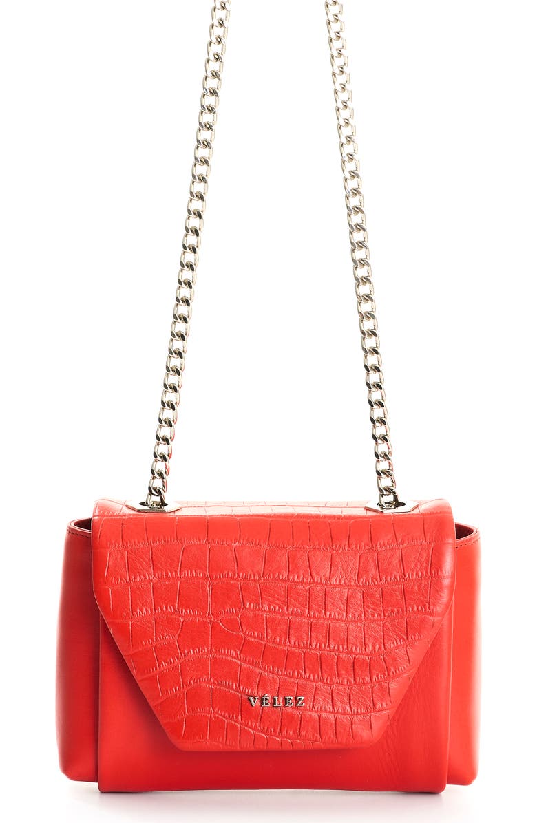 Velez Leather Crossbody Bag with Clasp Closure System, Main, color, Red