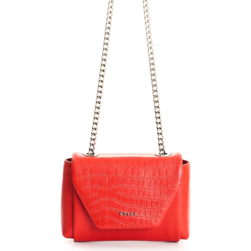 Velez Leather Crossbody Bag With Clasp Closure System In Red
