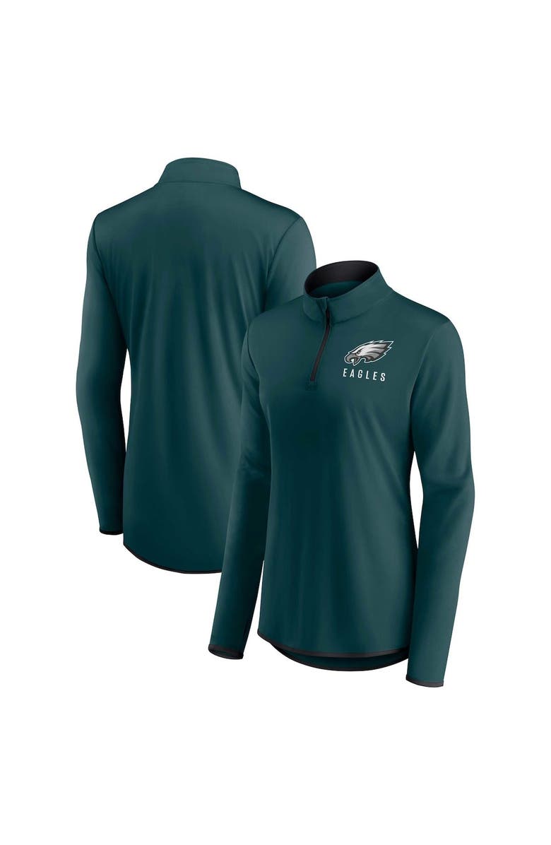 FANATICS Women's Fanatics Branded Midnight Green Philadelphia Eagles Plus Size Worth the Drive Quarter-Zip Top, Main, color, 