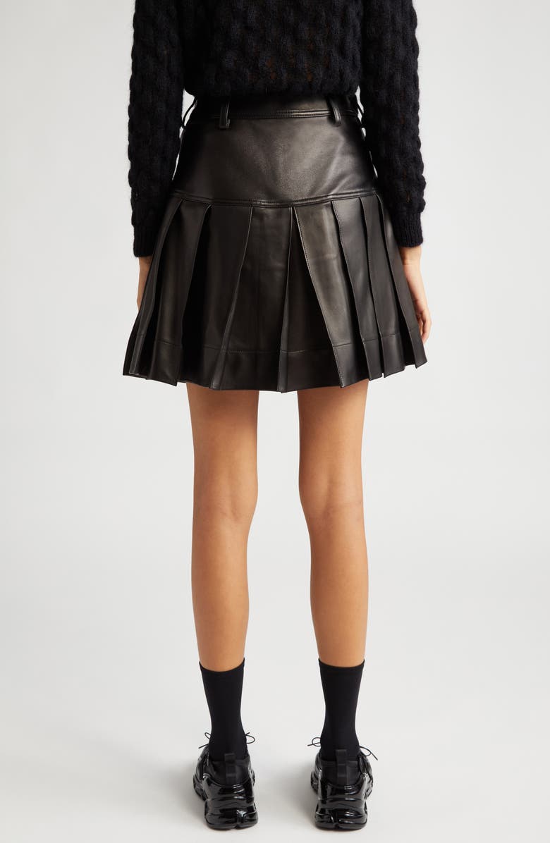 Simone Rocha Pleated Leather Skirt, Alternate, color,