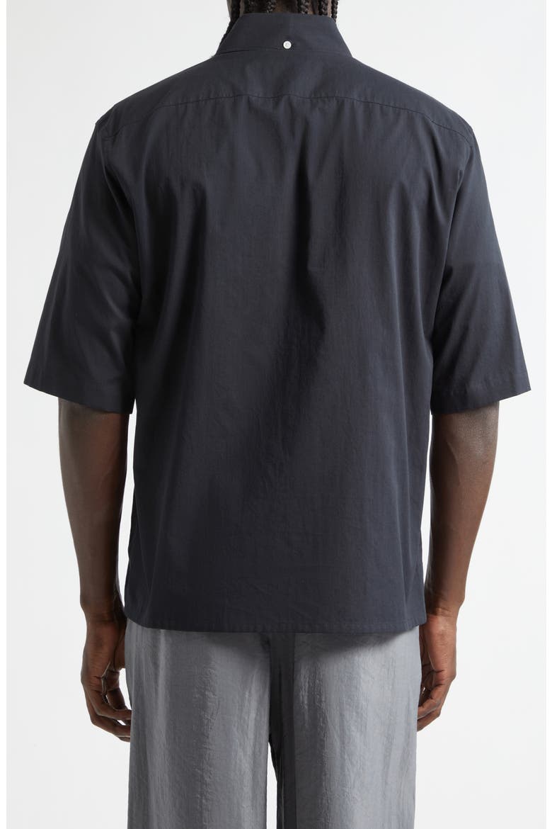 Short Sleeve Cotton Muslin Button-Down Shirt, Alternate, color, SQUID INK