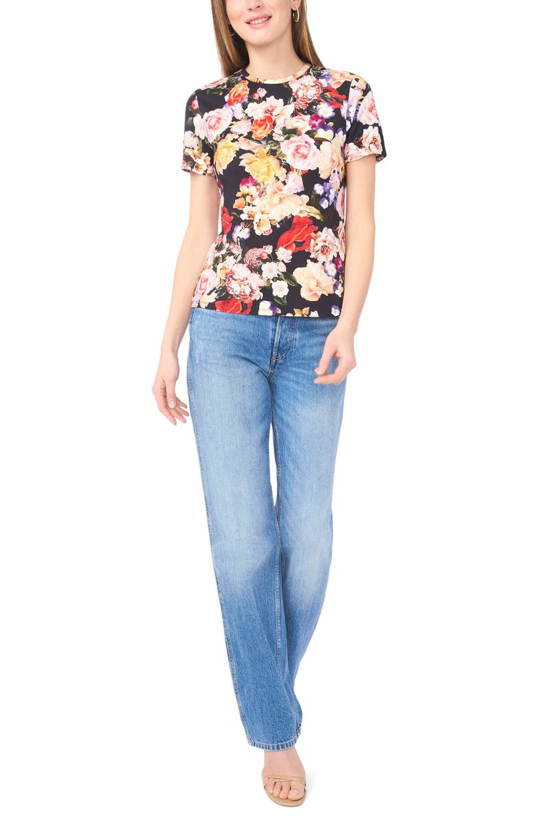 Ted Baker Floral Print T-Shirt, Alternate, color, Rich Black