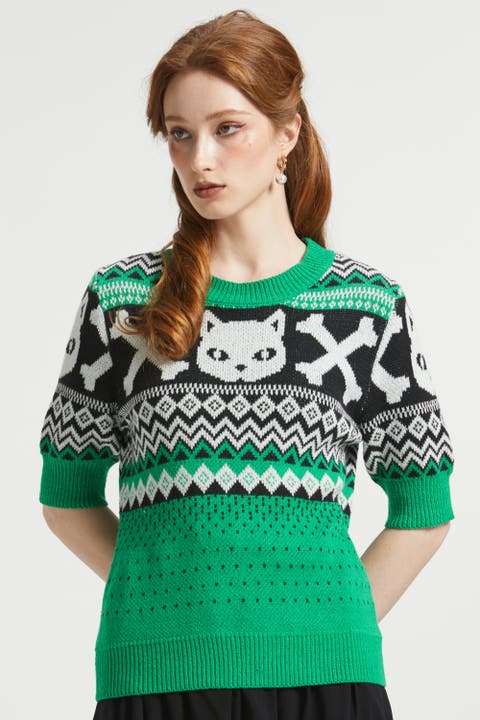 Midnight Familiar Fair Isle Halloween Cat Sweater