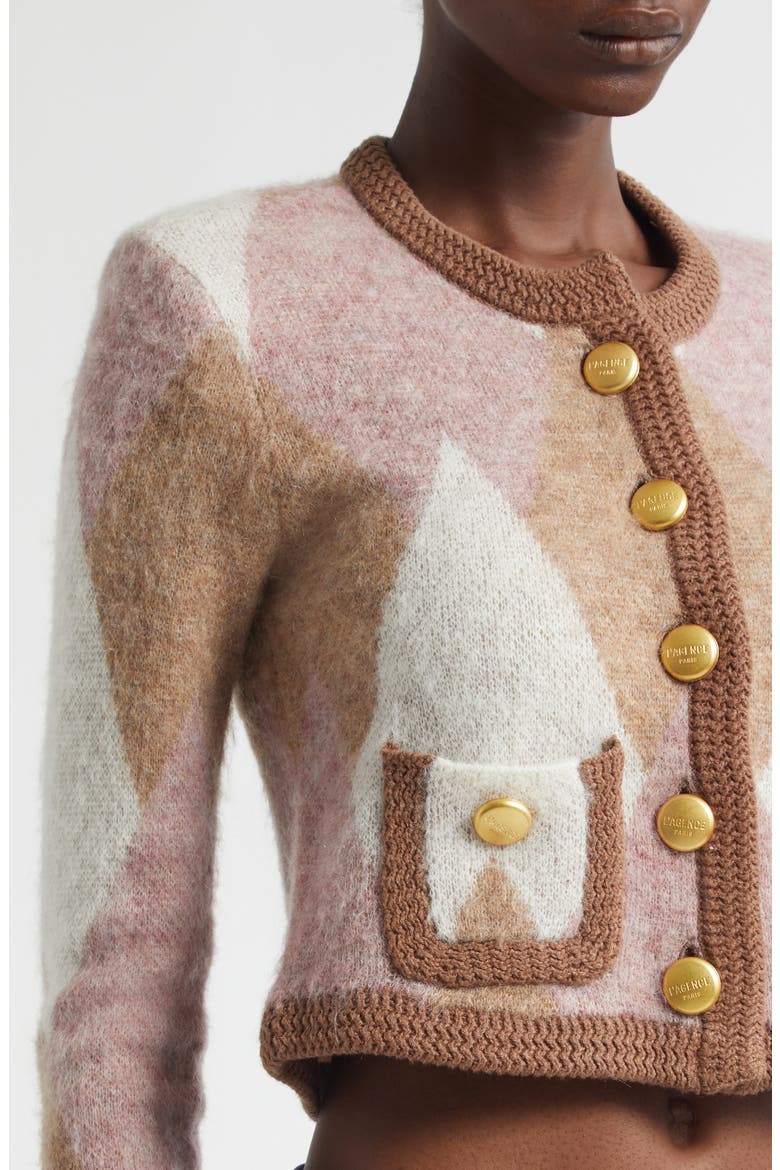 Siobhan Argyle Crop Cardigan, Alternate, color, NATURAL/ MAUVE MULTI ARGYLE