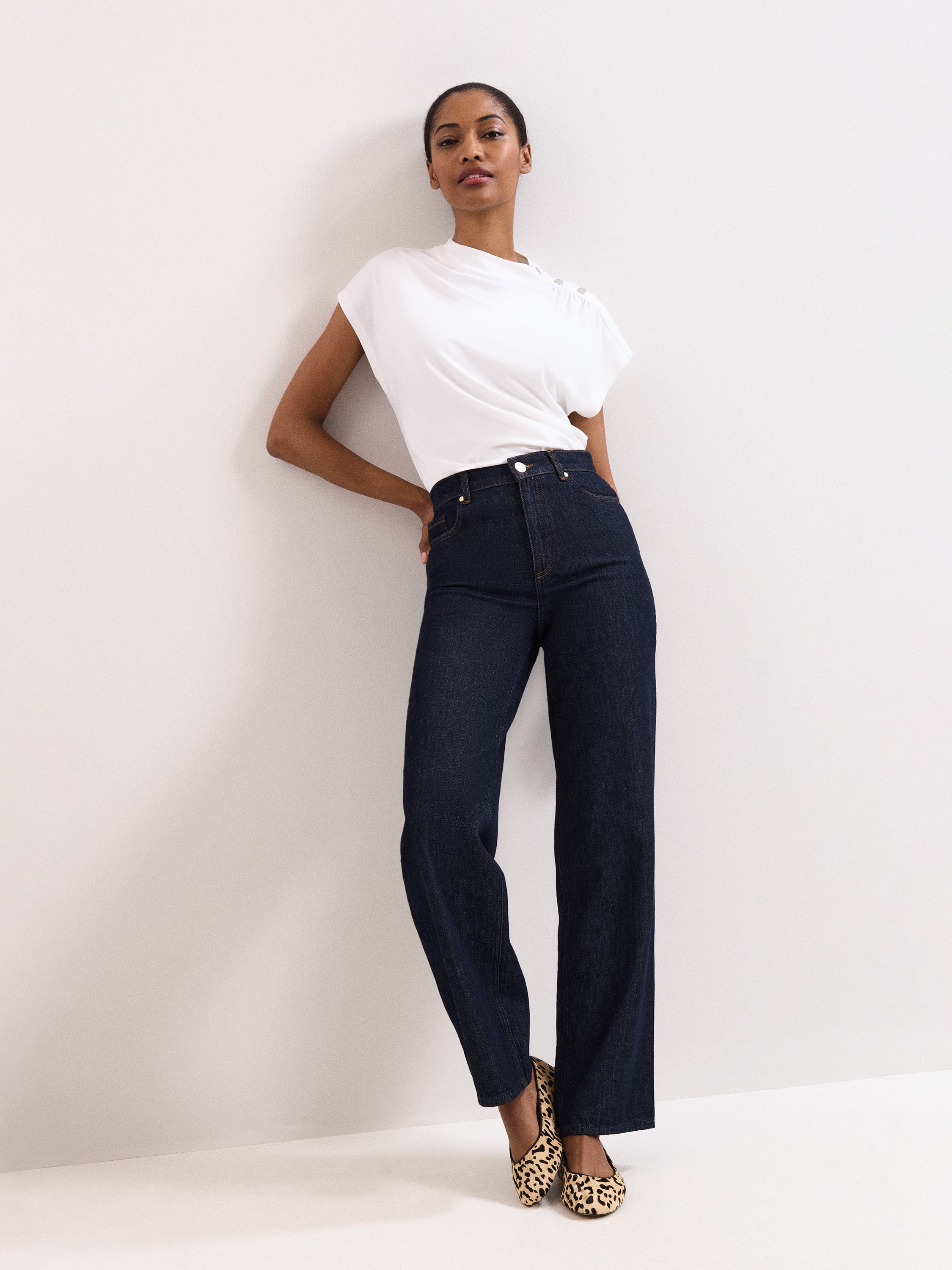 Paige Ruched Shoulder Hardware Ponte Top - image 2