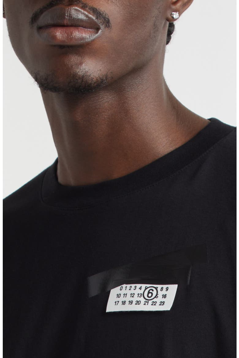 Trompe l'Oeil Taped Numeric Logo Graphic T-Shirt, Alternate, color, BLACK