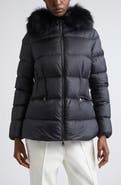 Moncler Boed Down Puffer Jacket with Genuine Shearling Trim