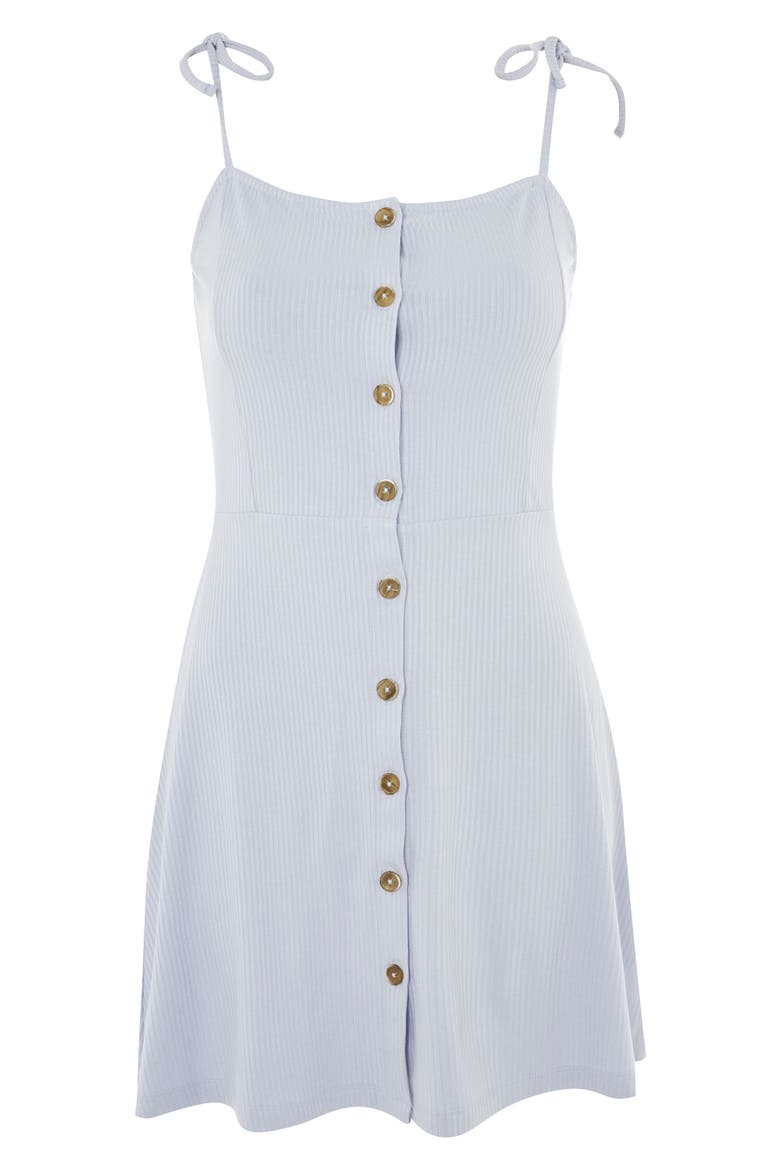 Button Down Rib Minidress, Alternate, color, BLUE