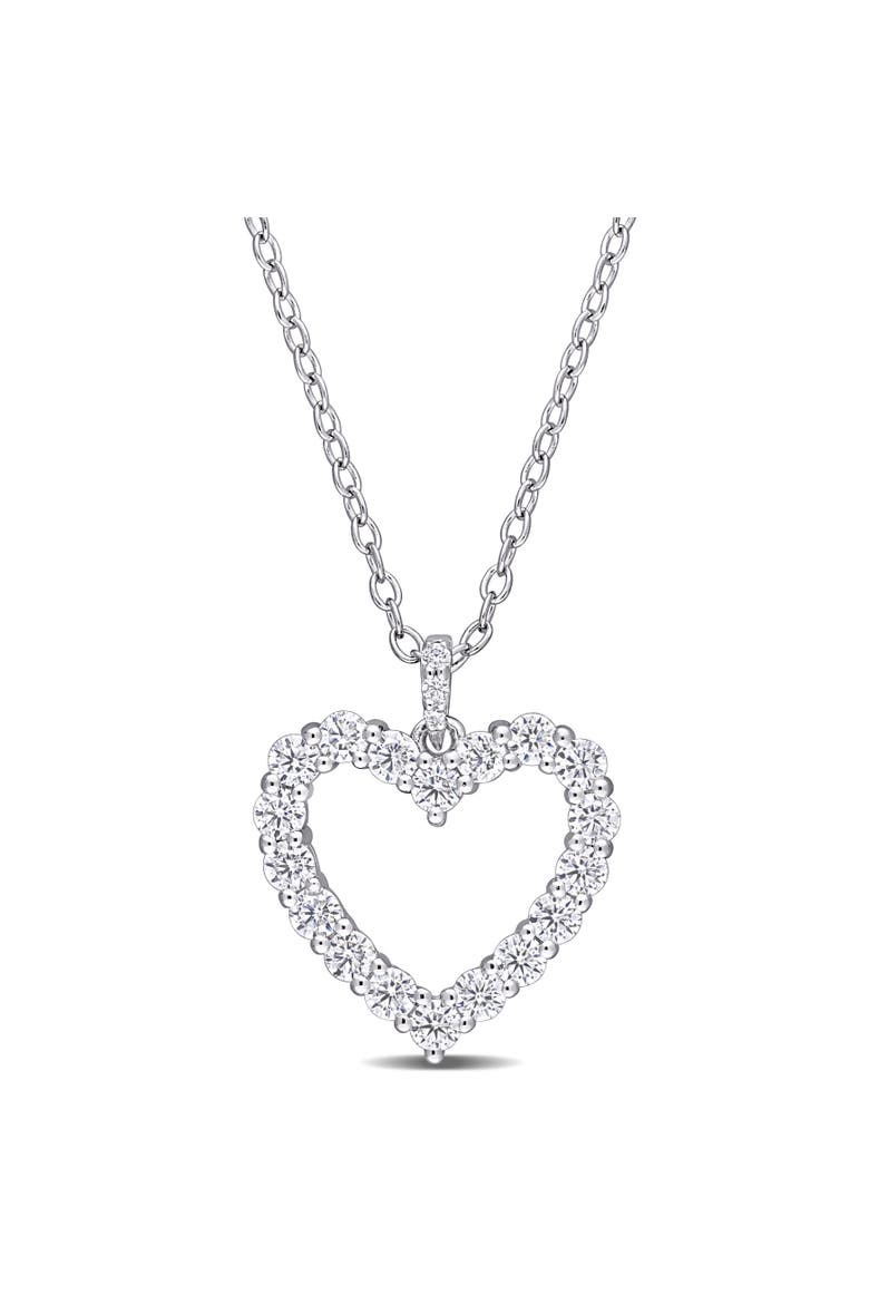 Moissanite Open Heart Pendant, Main, color, Sterling Silver