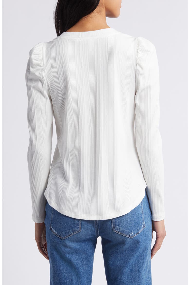 Puff Shoulder Rib Top, Alternate, color, WHITE