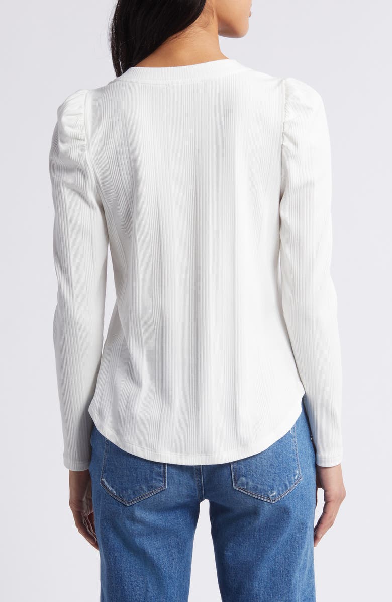 Wit & Wisdom Puff Shoulder Rib Top, Alternate, color, White