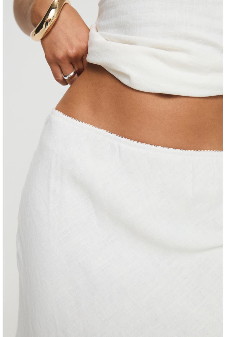 Ermias Linen Blend Midi Skirt, Alternate, color, WHITE