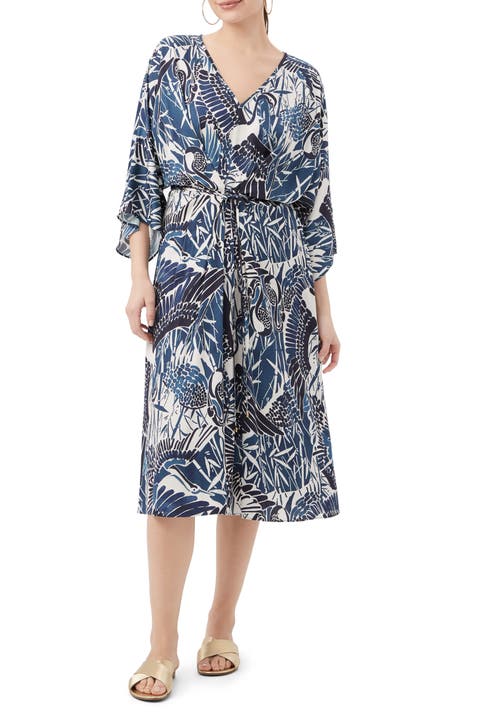 Topspin Printed Faux Wrap Dress