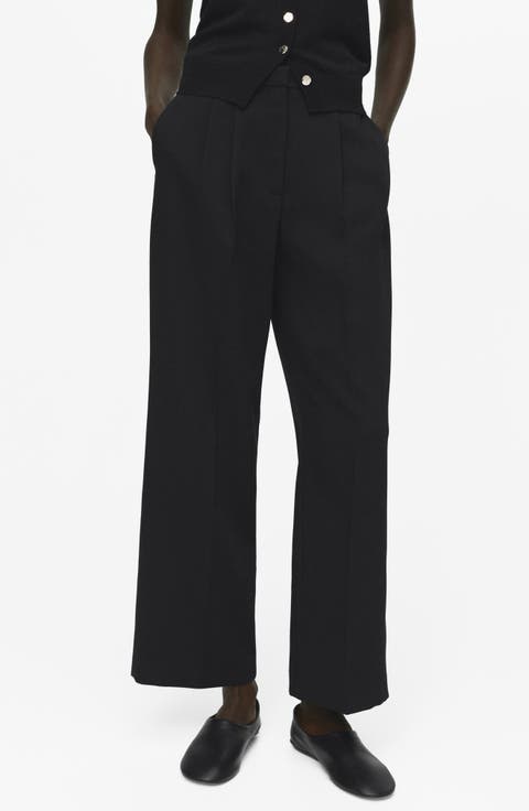 Pleated Straight Leg Pants