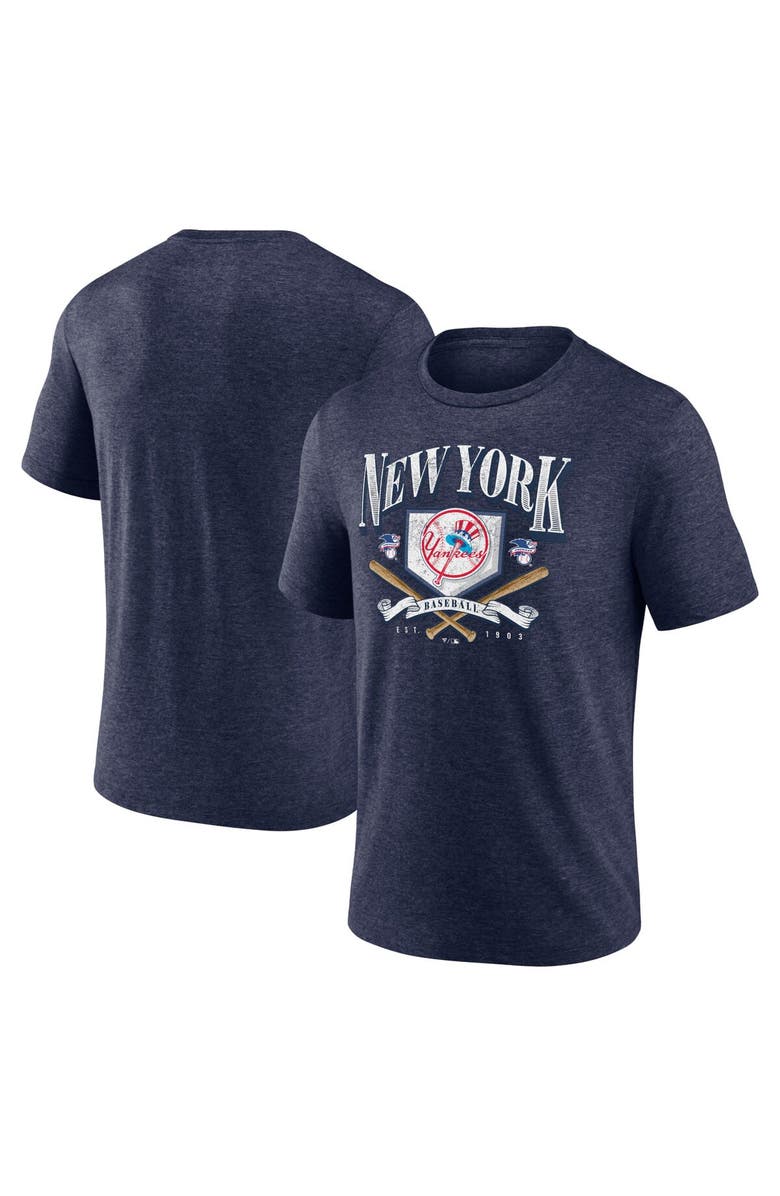 FANATICS Men's Fanatics Branded Heather Navy New York Yankees Home Team Tri-Blend T-Shirt, Alternate, color, 