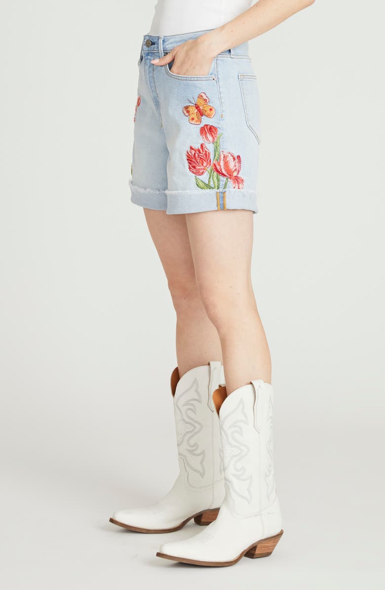 Driftwood Aria High Waist Cuffed Denim Shorts, Alternate, color, Light Wash