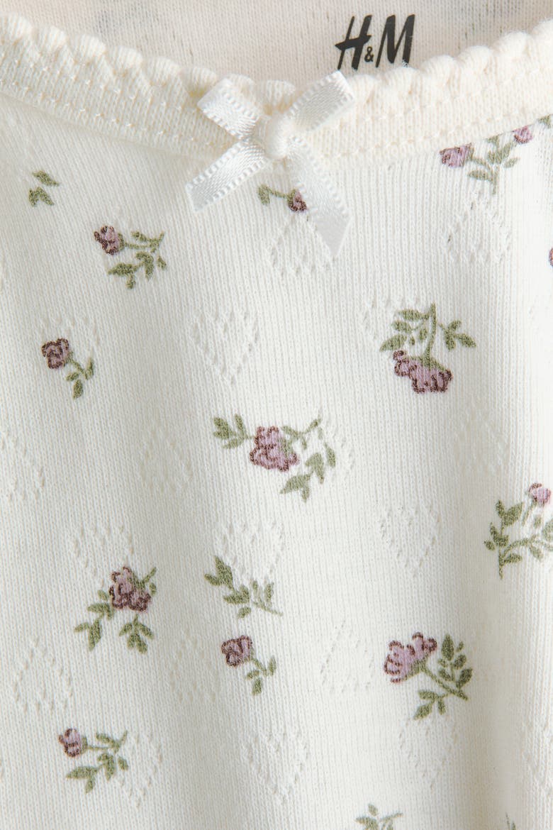 2-pack Pointelle Cotton Bodysuits, Alternate, color, Dusty purple/floral