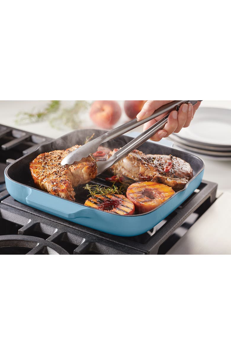 KITCHENAID Enameled Cast Iron 11-Inch Square Grill Pan, Alternate, color, Blue Velvet