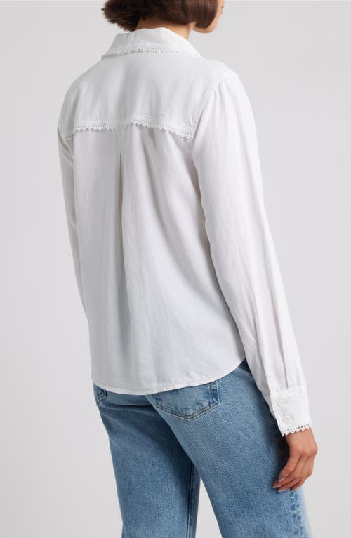 Cloth & Stone Lace Trim Button-up Shirt In White