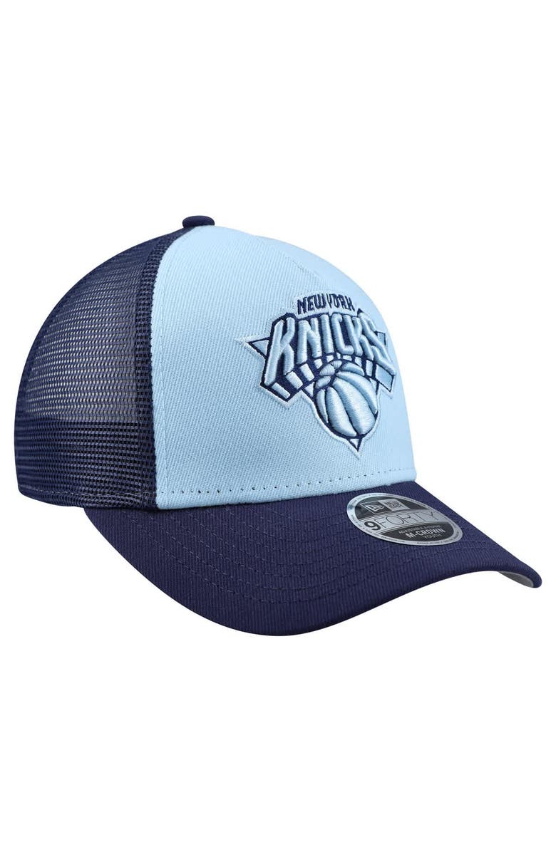 New Era Youth New Era Light Blue New York Knicks Colorpack 9FORTY A-Frame Trucker Adjustable Hat, Alternate, color, Light Blue