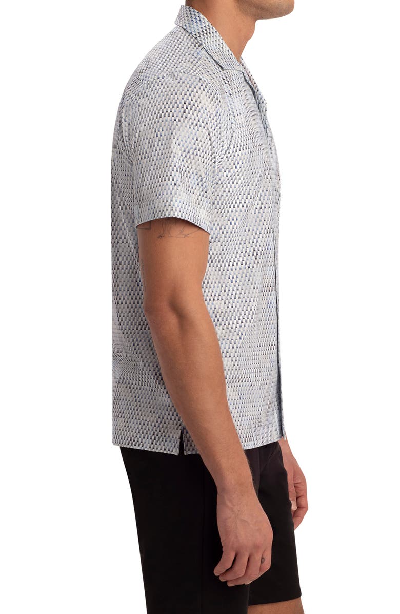 Bugatchi OoohCotton<sup>®</sup> Tech Short Sleeve Button-Up Camp Shirt, Alternate, color, Platinum