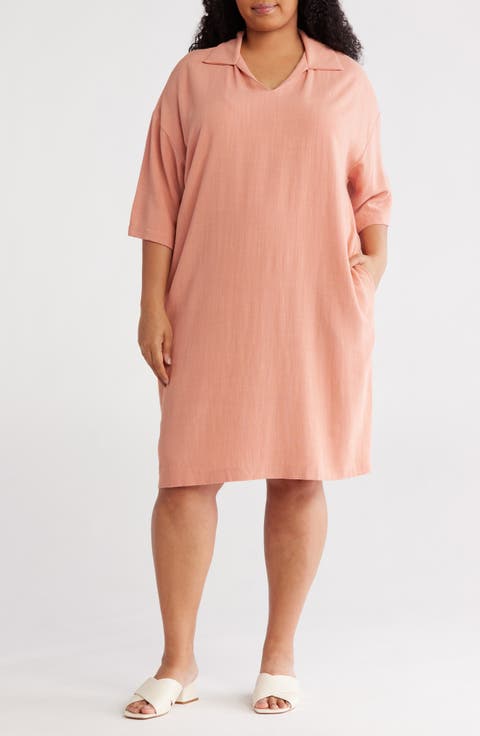 Johnny Collar Shift Dress (Plus)